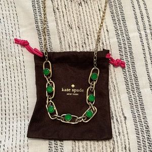 Kate Spade, gold and green necklace. 15” drop length.